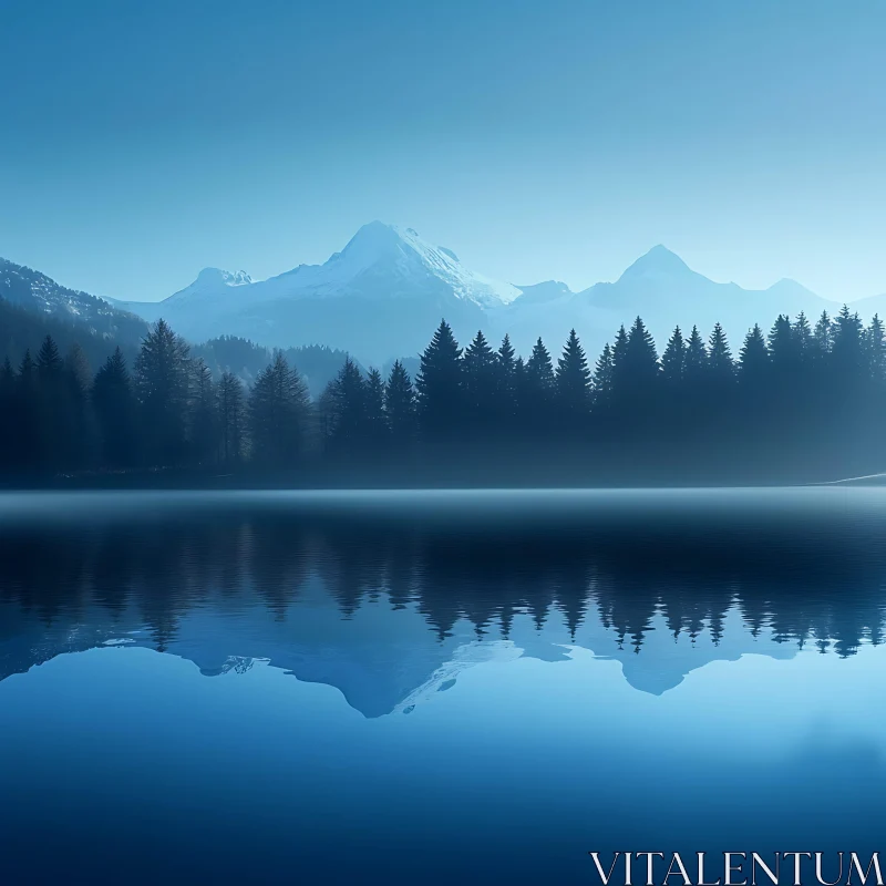 Still Waters Mountain Reflection Landscape AI Image