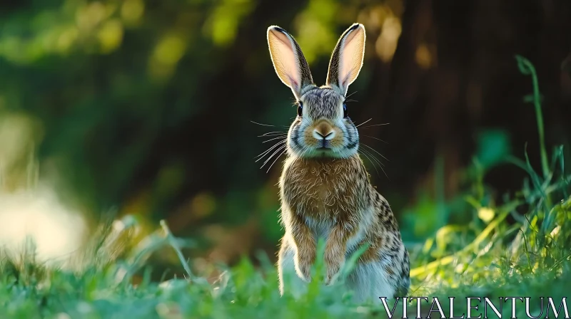 Rabbit Standing in Green Grass AI Image