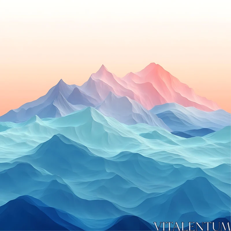 AI ART Dreamy Pastel Mountain Landscape