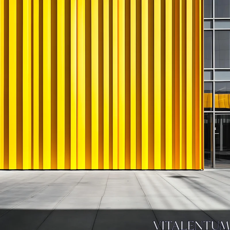 Contemporary Urban Building with Yellow Vertical Panels AI Image