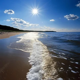 Seascape with Sunlight and Gentle Waves