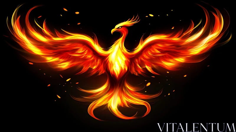AI ART Phoenix Bird in Flames Illustration