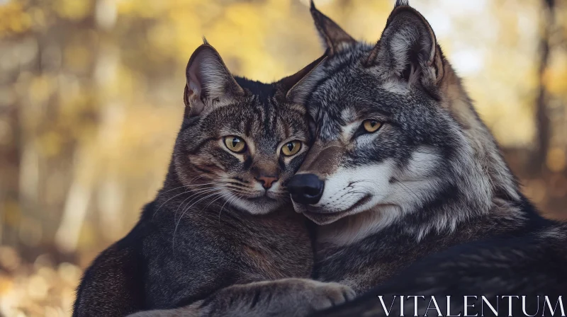 Harmony Between Cat and Wolf AI Image