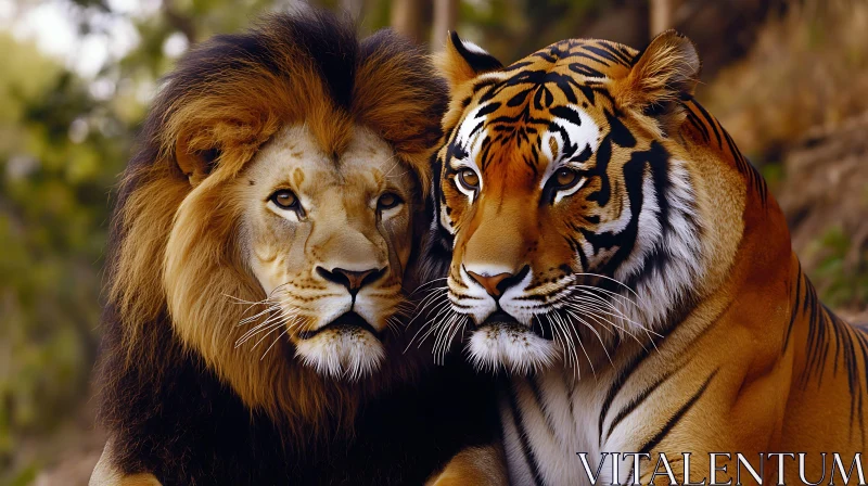 Lion and Tiger Close-Up AI Image