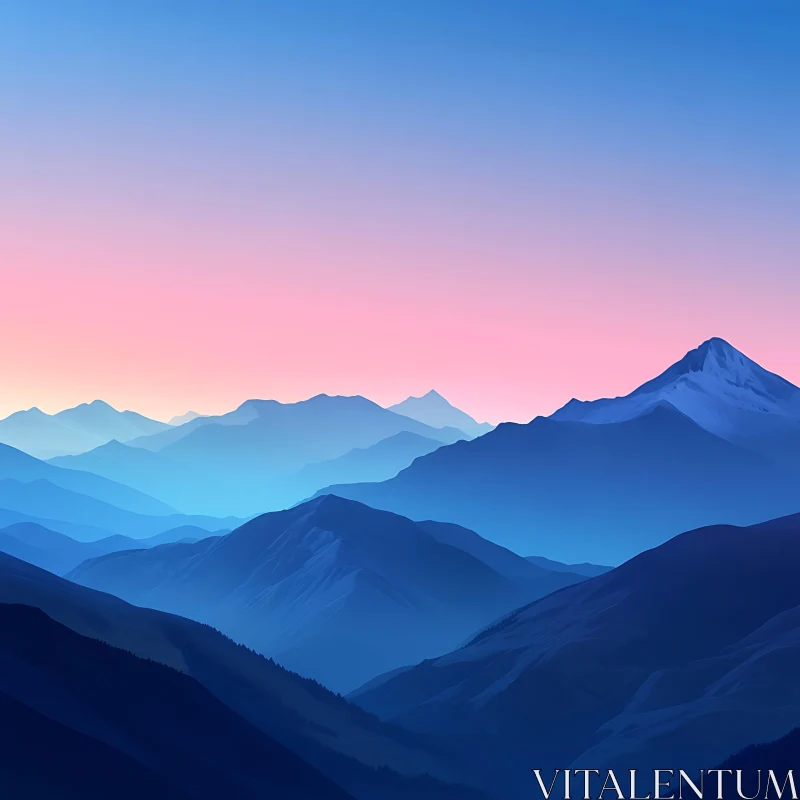 AI ART Tranquil Mountain Landscape with Soft Colors