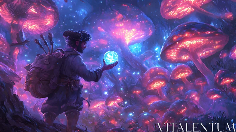 AI ART Mystical Mushroom Glade with Light