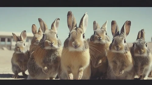 Charming Group of Rabbits in the Wild