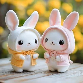 Hooded Bunny Figures: A Cute Pair