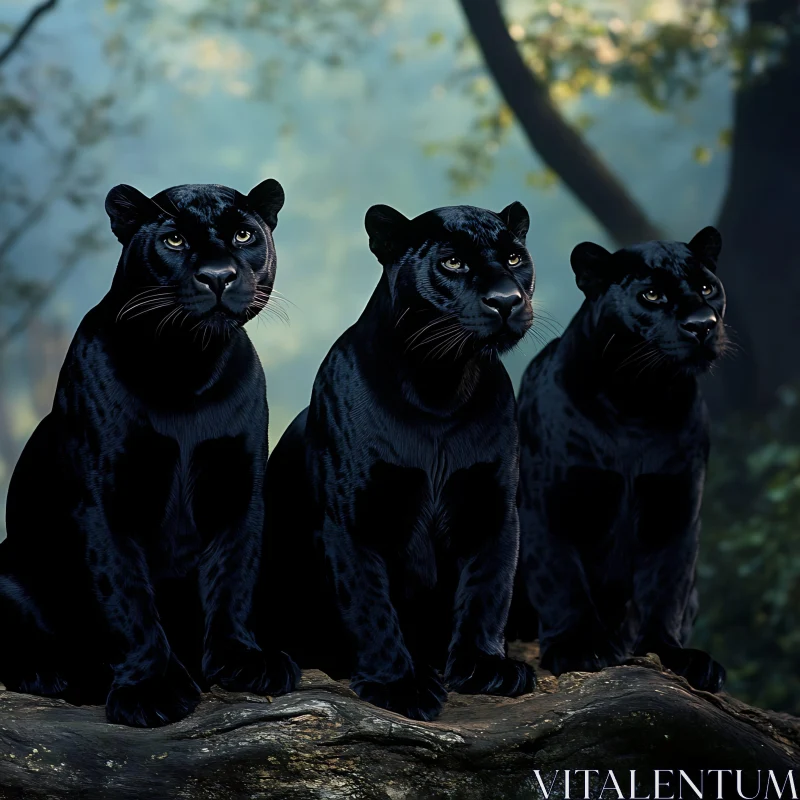 Panthers on a Log AI Image