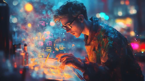 Man Coding in Virtual Reality