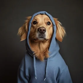 Dog Wearing a Hoodie - Portrait