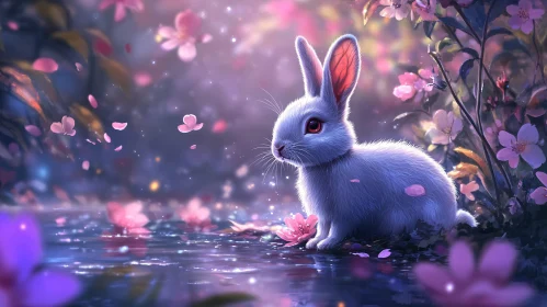 Pastel Bunny with Blossoms