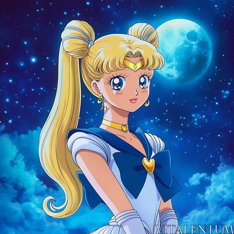 Blonde Anime Girl in Sailor Uniform AI Image