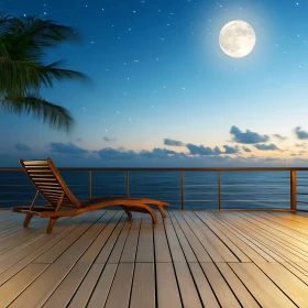 Peaceful Ocean Deck Under the Moon