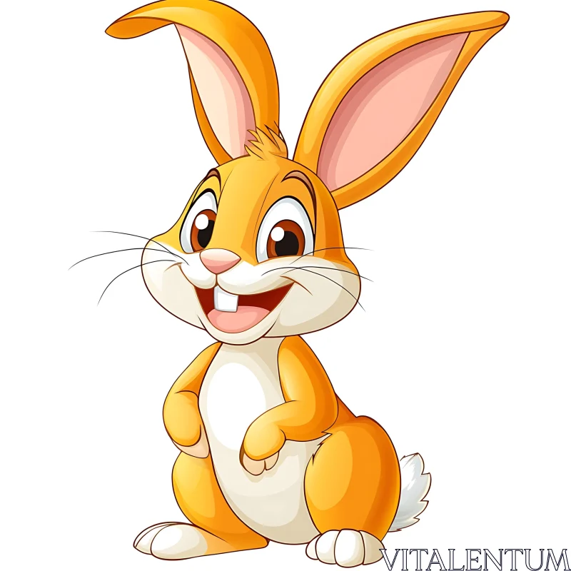 Playful Orange Rabbit Cartoon Character AI Image