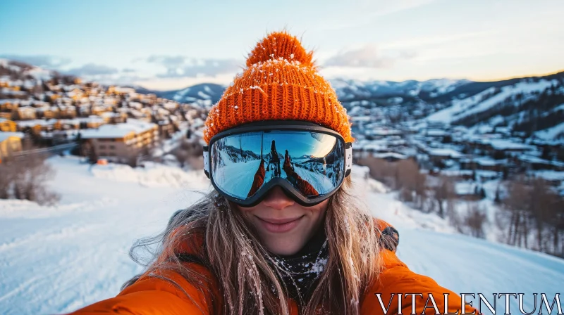 Winter Adventure Skiing Selfie AI Image