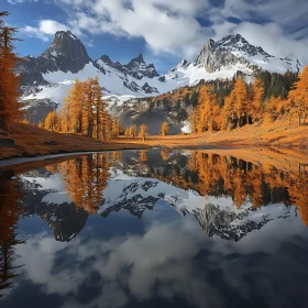 Autumn Reflection Mountain Lake Scene