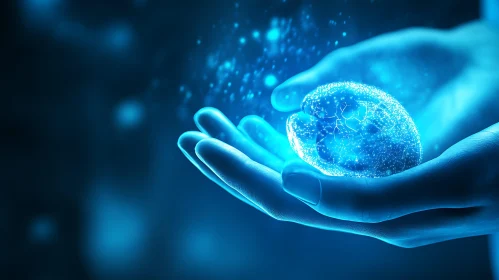 Hands Holding a Luminous Sphere