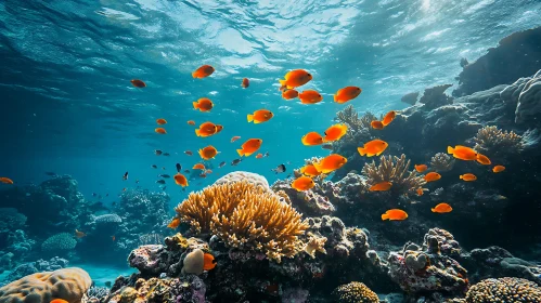 Marine Life in Clear Blue Ocean