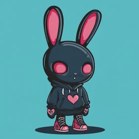 Cartoon Rabbit with Pink Accents