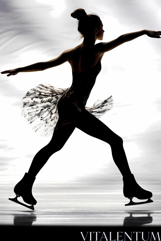 AI ART Graceful Figure Skating Silhouette in Motion AI Generated Picture