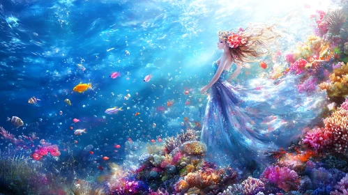 Coral Reef Beauty: A Woman's Underwater Fantasy