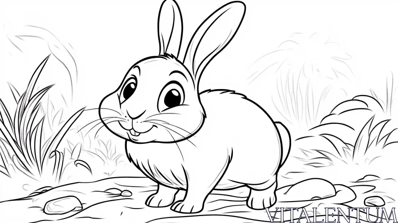 AI ART Whimsical Bunny Line Art