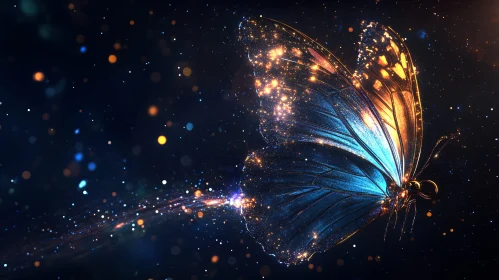 Enchanted Butterfly in Night Sky