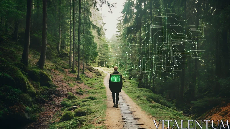 AI ART Circuit Board Forest Walker