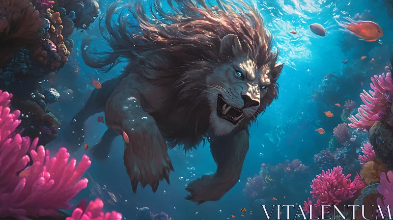 AI ART Underwater Lion Art