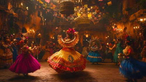 Festive Dancers in Traditional Attire