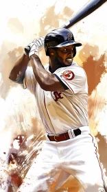 Dynamic Digital Art of a Baseball Player in Action  AI Generated Image