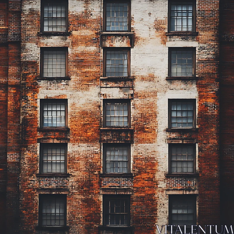 Urban Brick Building with Geometric Window Patterns AI Image