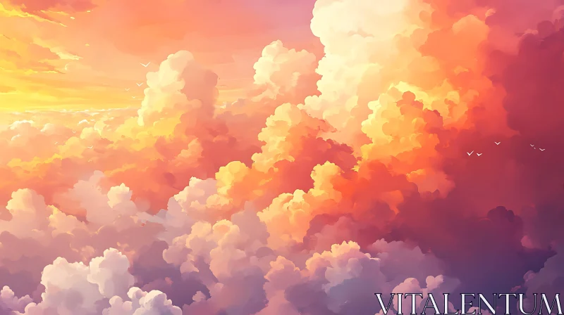 Golden Clouds at Sunset AI Image