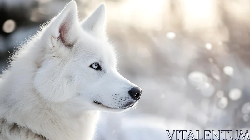 AI ART White Wolf in Winter Scenery