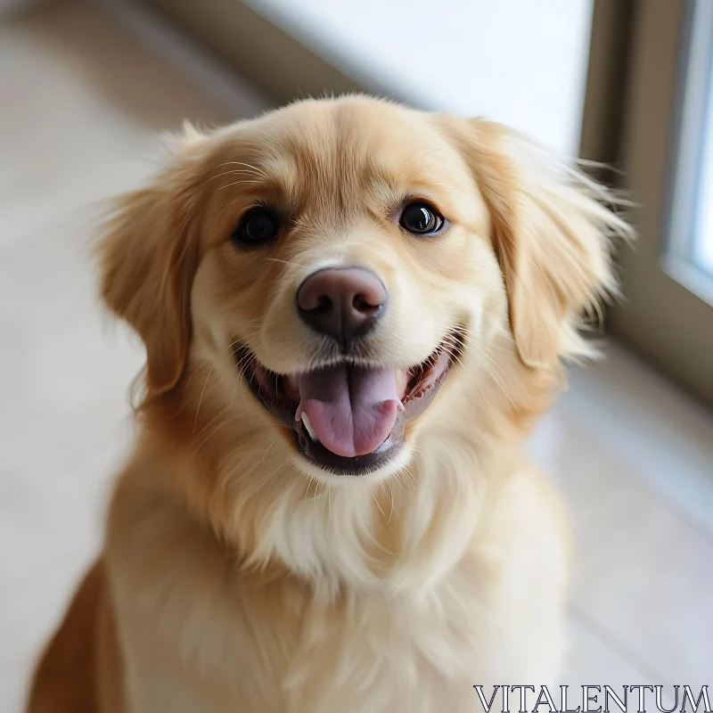 Happy Golden Dog Near Window AI Image