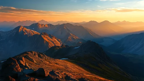 Sunset Over Mountain Peaks