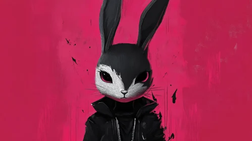 Edgy Rabbit in Black Jacket Art