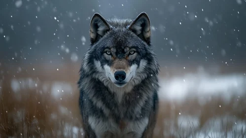 Lone Wolf in a Winter Landscape