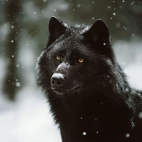 Winter Wolf Portrait in Falling Snow