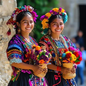 Colorful Flowers and Traditional Clothing