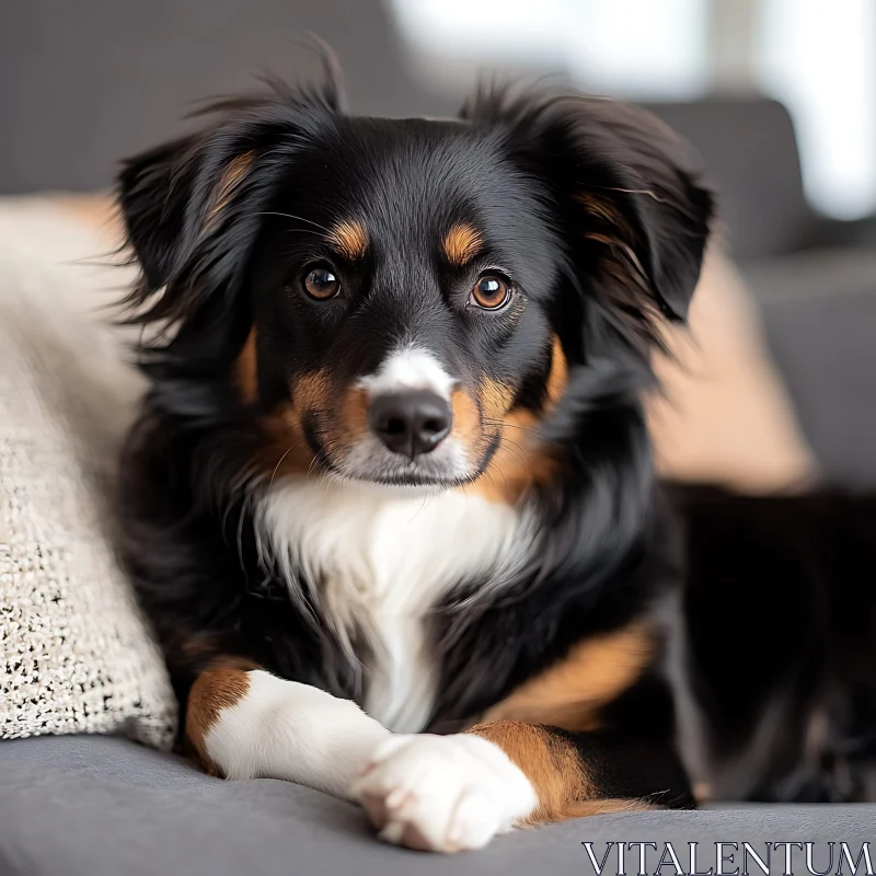 Charming Close-Up of a Black and Brown Dog AI Image