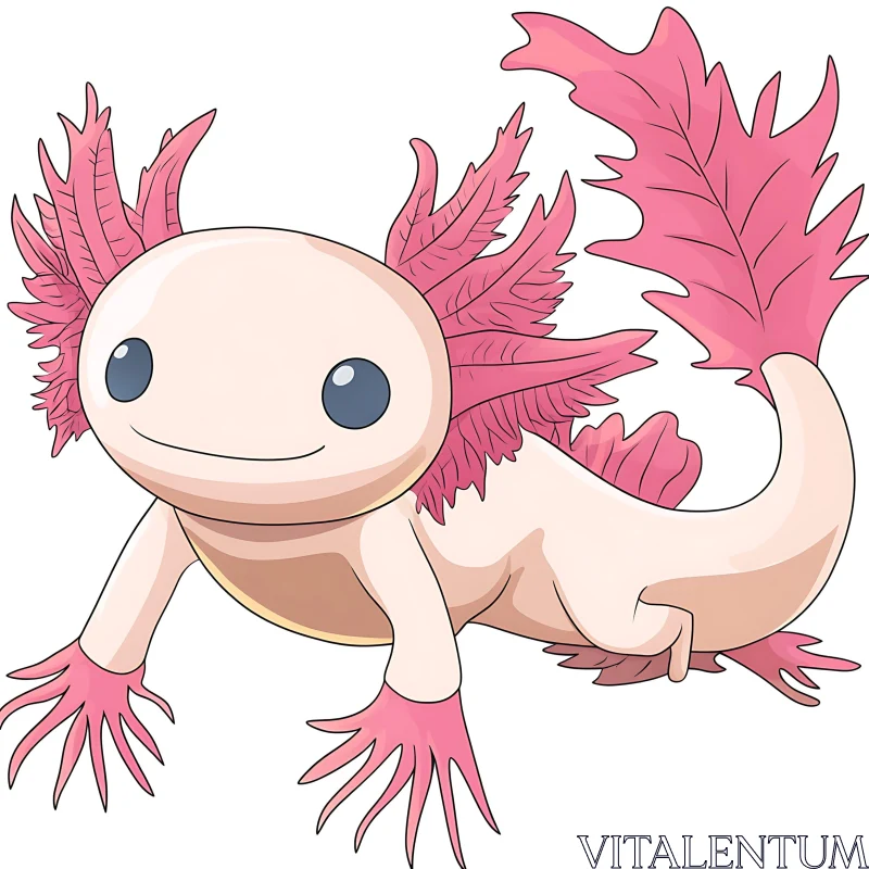 Adorable Anime Axolotl Character AI Image