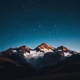 Snowy Mountains Under the Stars