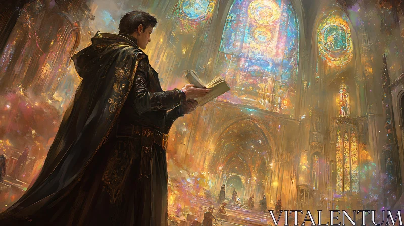 Sanctuary of Knowledge: Cathedral Study AI Image