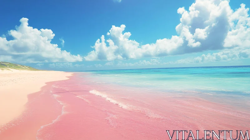 Idyllic Ocean View with Pink Sand Beach AI Image