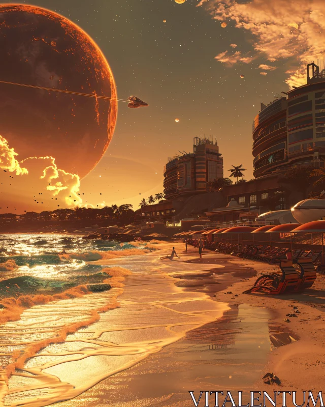 AI ART Alien Planet Beach Sunset