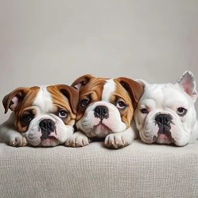 Cute Bulldog Puppies Portrait