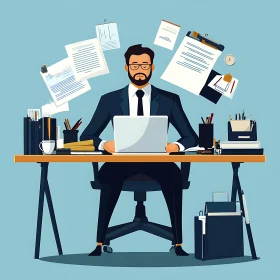 Man Working at Office Desk