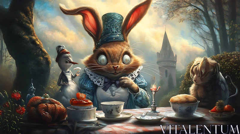 AI ART Fantasy Tea Party with Rabbit